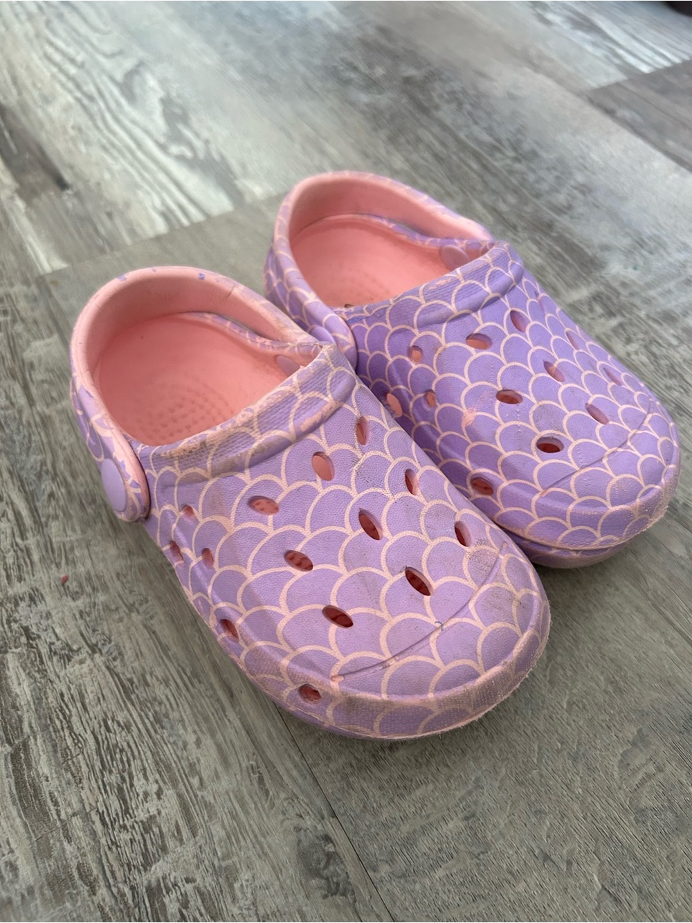 Kids Purple Mermaid Pattern Clog Shoes